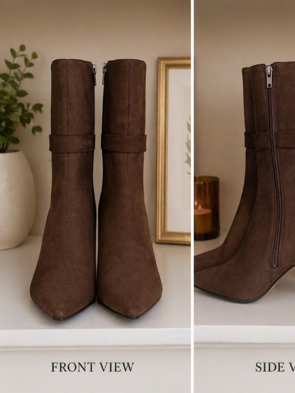 Chic Brown Suede Ankle Booties – Elegant & Versatile